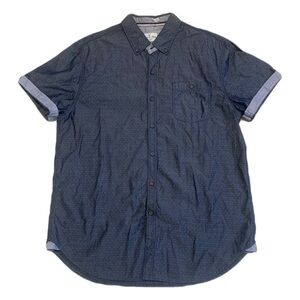 Men's Thread & Cloth Dark Blue Micro-Dot Button-Up Short Sleeve Shirt - Size L/G